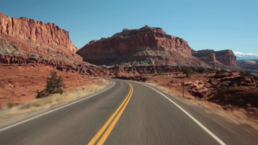 Driving USA Spectacular Red Rocks And Mountains Car Point Of View On