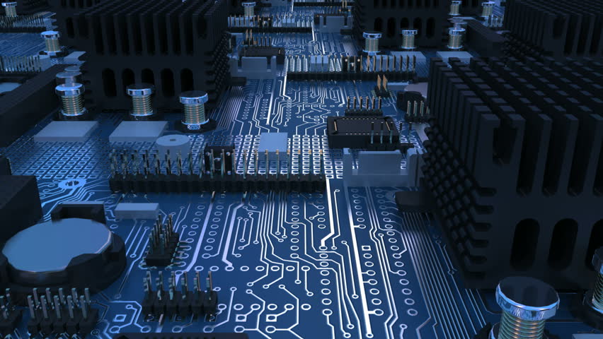 Animated Printed Circuit Board Background. Stock Footage Video 1339441
