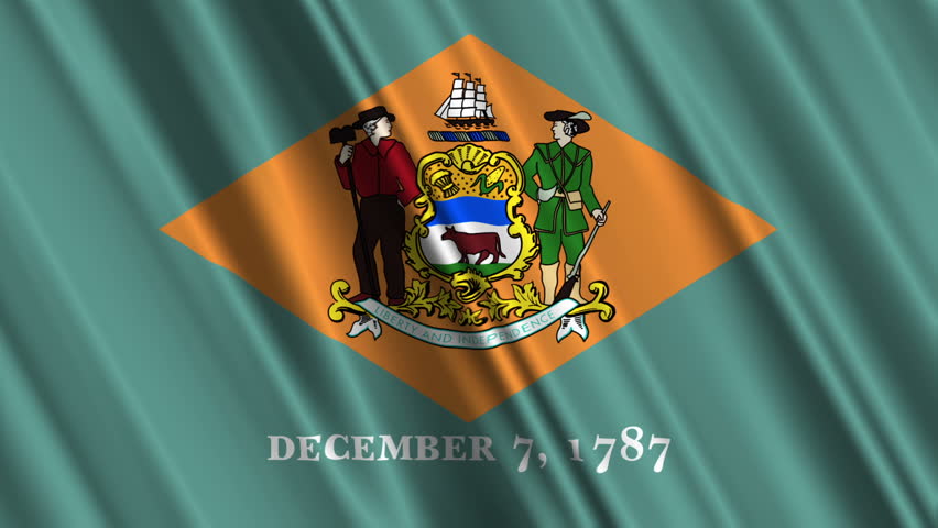 Waving Flag Of The US State Of Delaware With A Buff-coloured Diamond ...