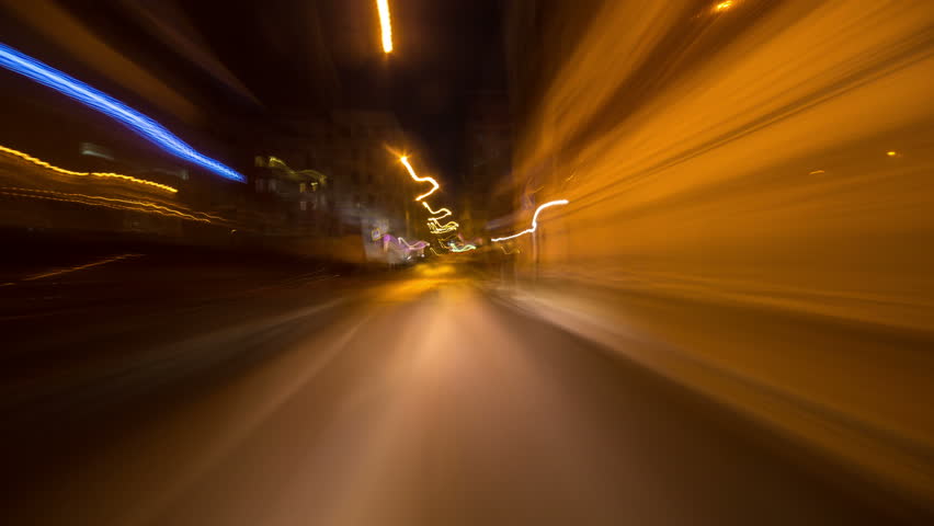Hd Timelapse Of Car Driving On Highway At Night Through Tunnels Stock