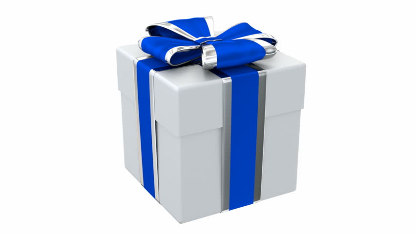 Gift Box With Blue Ribbon And Bow Loop Rotate On White Background Stock Footage Video 3528173 ...