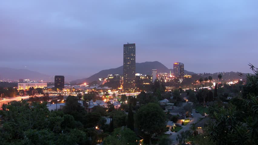 Timelapse Dusk To Night Skyline Of Studio City, Los Angeles, California