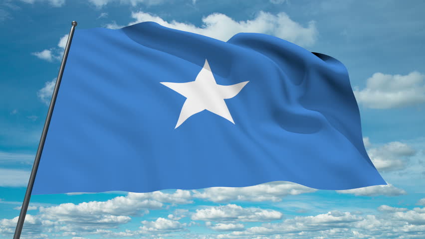 Somalia Flag Waving Sky Background Seamless Loop Stock Footage Video