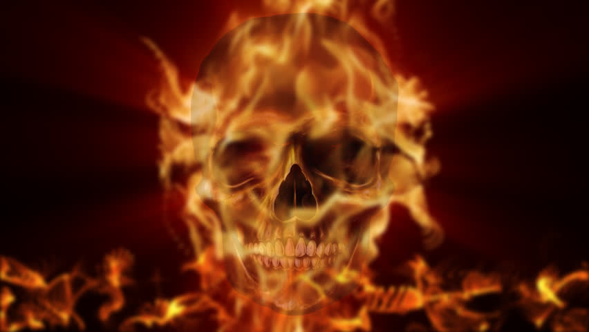 Burning Fire Skull Symbol. Stock Footage Video 4127956 - Shutterstock