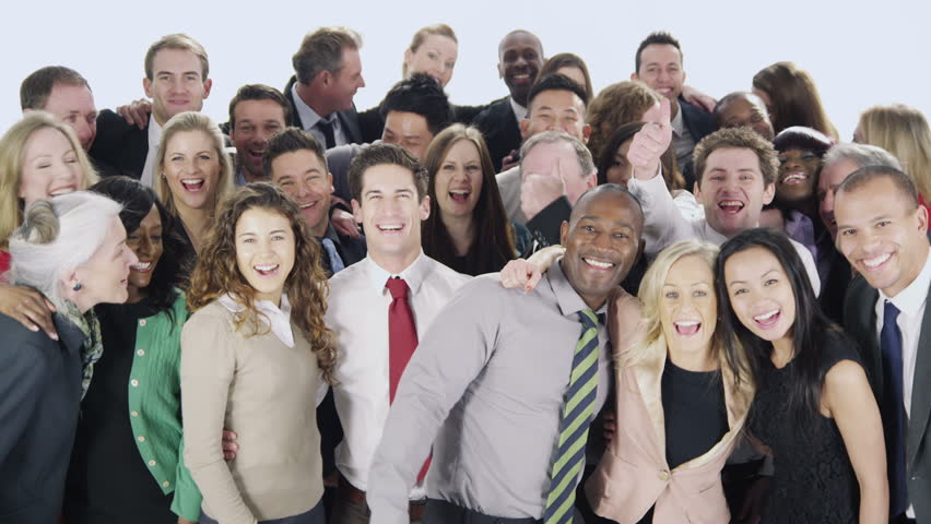 Portrait Of A Large Group Of Happy And Diverse Business