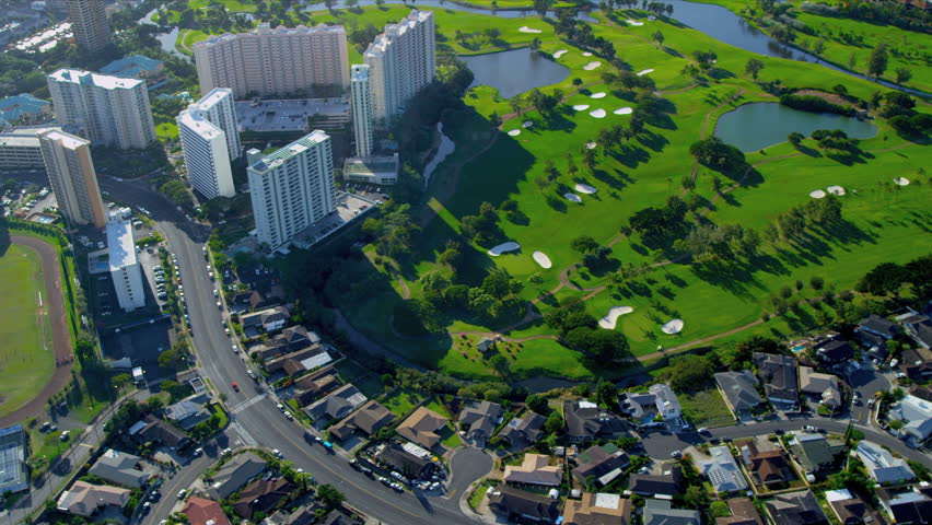 Aerial View Fort Shafter Golf Course Honolulu Stock Footage Video Aerial View Fort Shafter Golf Course Honolulu Stock Footage Video