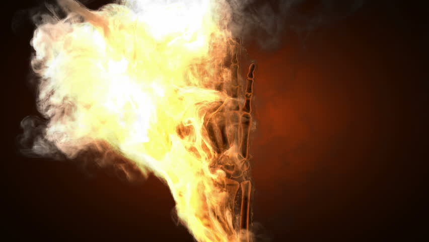 Burning Skeleton OK Sign. Alpha Matted Stock Footage Video 4675931 ...