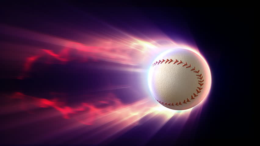 Baseball Fireball In Flames On Black Background Stock Footage Video