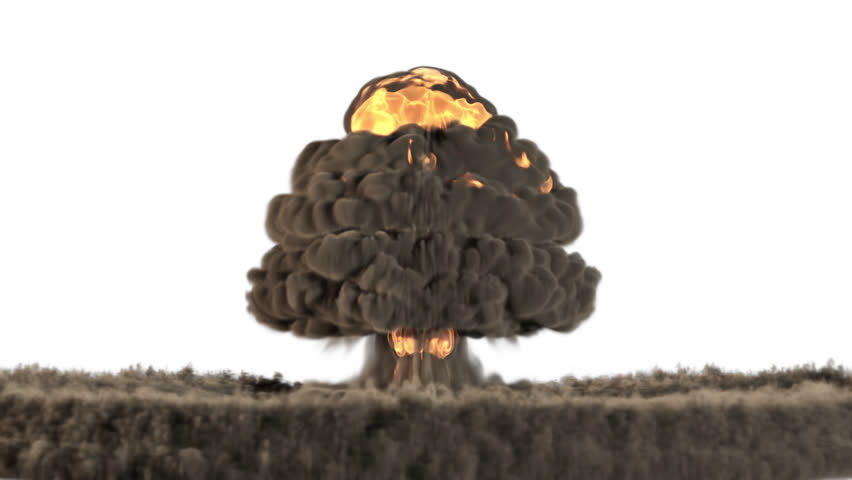 4k Animation Of A Nuclear Blast In Slow Motion With Alpha Channel Stock