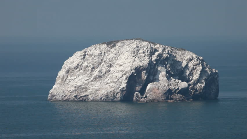 Mazatlan Mexico Rock Island In Ocean With Birds Flying Around Bird