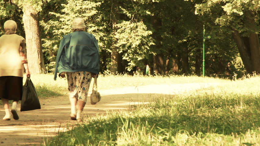 Two Elderly Women Walk In The Park Stock Footage Video 6813862 ...