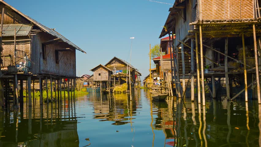 Typical South-east Asian Village With Wooden Stilt Houses, Southeast 