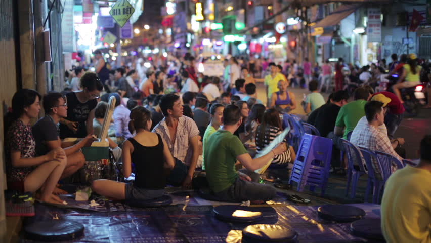 SAIGON, VIETNAM - MAY 2014: Nightlife With Bars And Pubs, Pham Ngu Lao