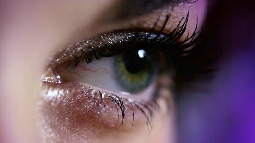 Beautiful Female Eye Opening And Blinking Extreme Close Up Macro 2 Stock Footage Video 7346914