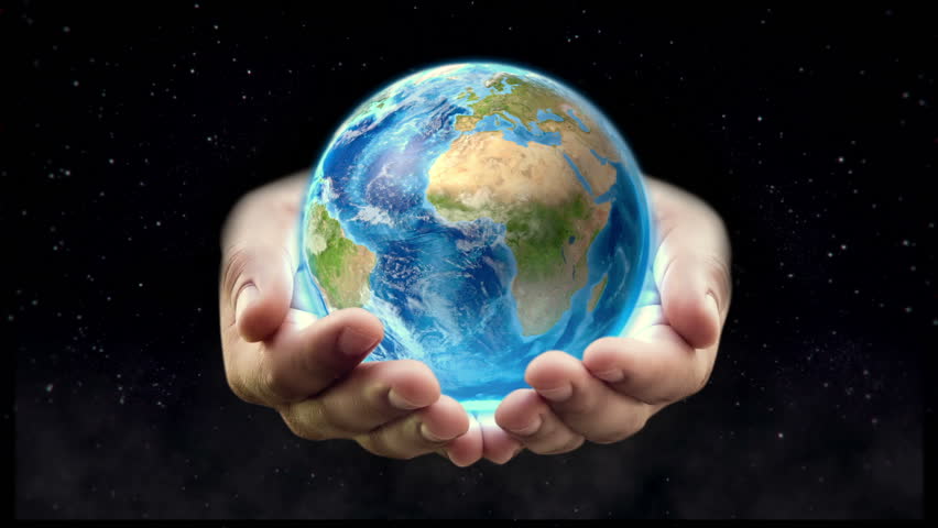 Female Hand Holding A Realistic Earth. Starting In Europe. Hands With