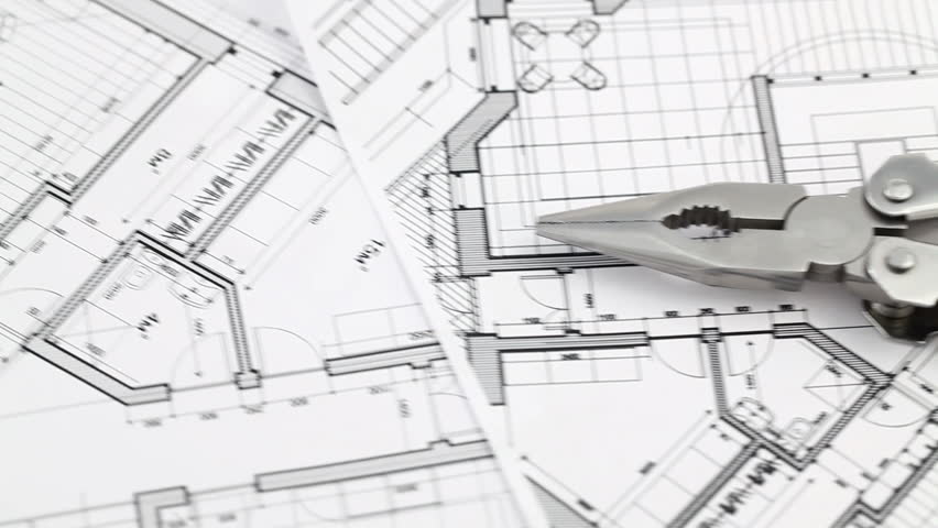 Architecture Design Hd pliers and architectural plan of the modern house stock footage Architecture Design Hd pliers and architectural plan of the modern house stock footage