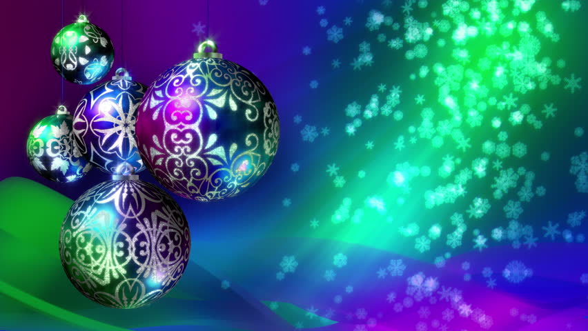 christmas background loop rotating christmas decorations and falling snowflakes blue christmas background loop rotating christmas decorations and falling snowflakes blue