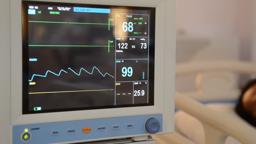 Ecg Monitor Patient's Condition In Operating Room,close Up Heartbeat On ...