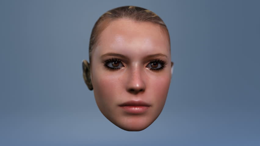 Rotation About 3D Model Male Showing Facial Features And Head Stock