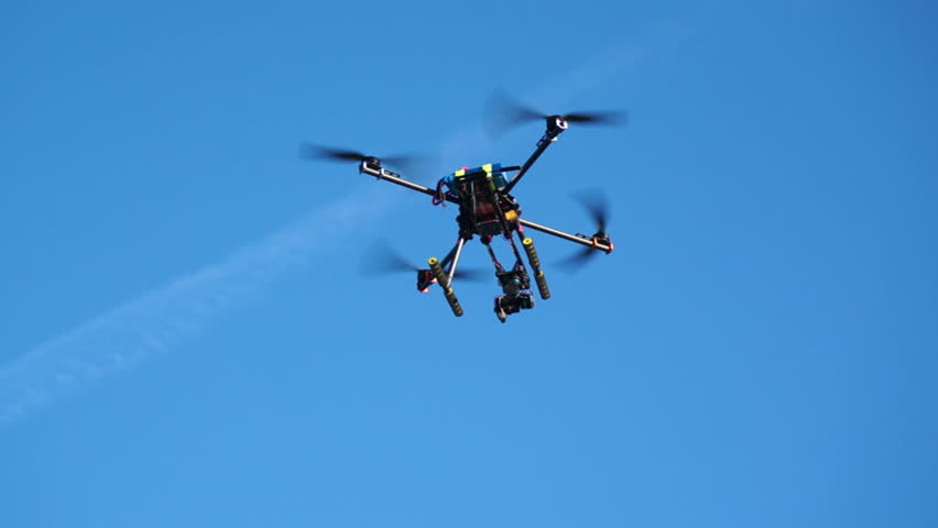 Portland, Oregon - Circa 2015: Large Drone Quadcopter Taking Off And 