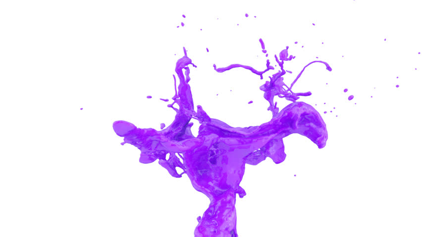 Purple Color Splash In Super Slow Motion Isolated On White Full Hd
