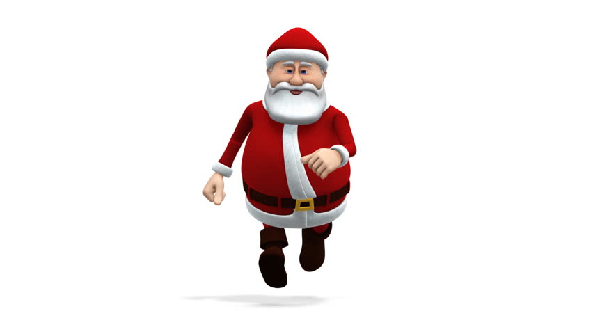 cartoon santa claus with gift bag walking on the spot cartoon santa claus with gift bag walking on the spot