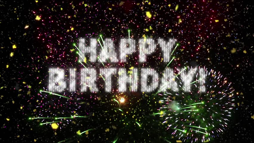 Happy Birthday Greeting In Bright Flashing Strobes Is Surrounded By 