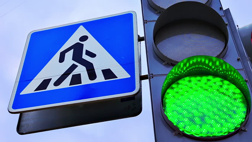 Traffic Lights With Pedestrian Crossing Sign. Red, Yellow And Green ...