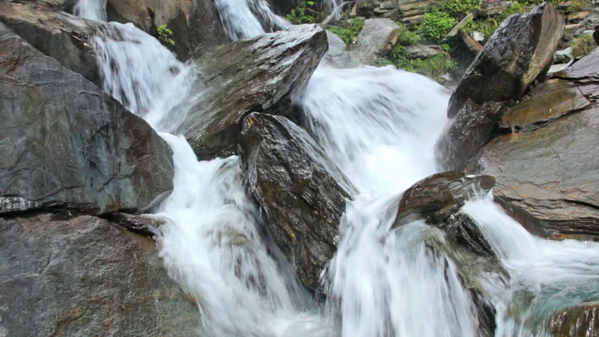 Cascade Of Bhagsu Waterfall. Bhagsu, Himachal Pradesh, India. Polarizer ...