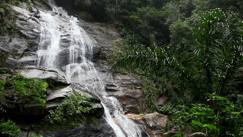 Waterfall In Tropical Forest In Brazil. Static Camera; HD 1080p, 25 Fps ...