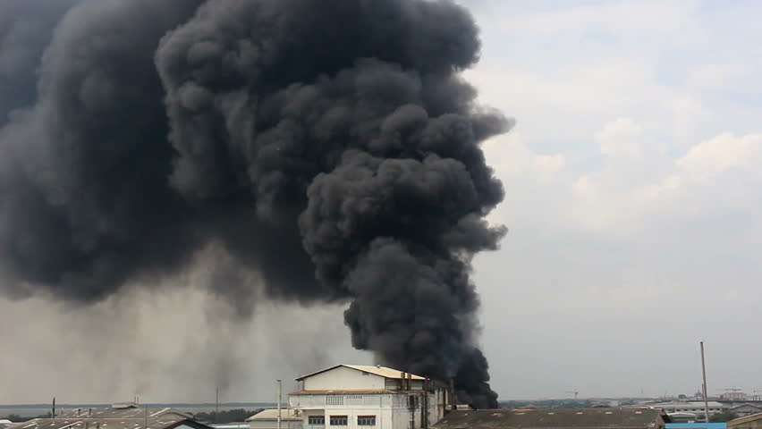 Fire Burning And Black Smoke Over The House. Stock Footage Video ...