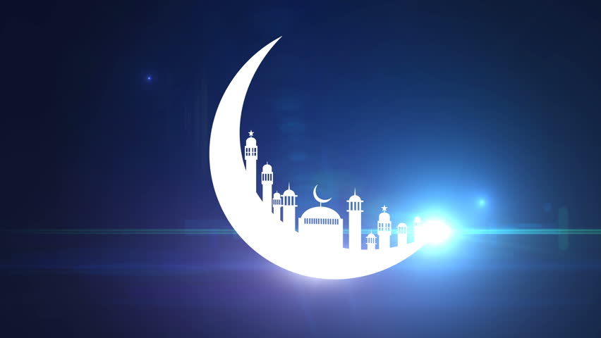 Islamic Ramadan In White Moon Shape,blue Particle Background Animation ...