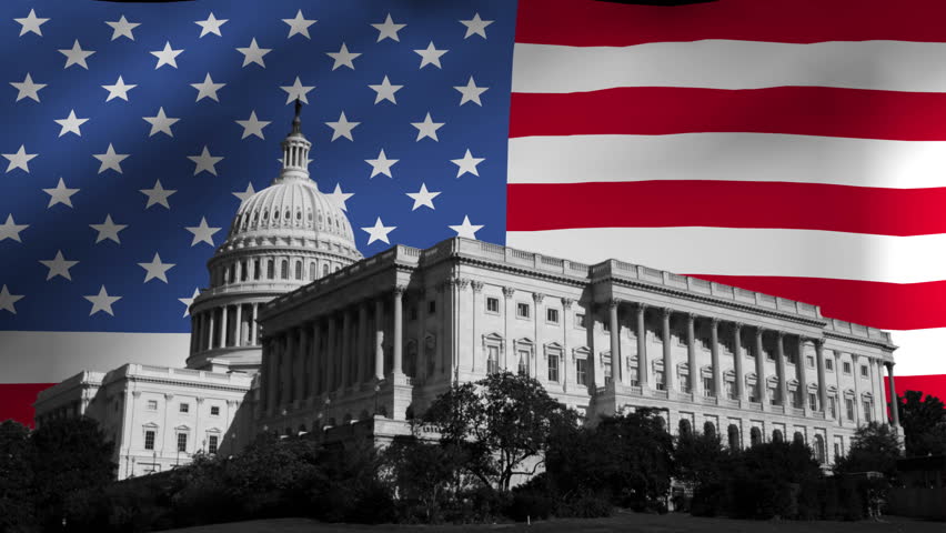 The White House With Rippling American Flag Animation Stock Footage ...