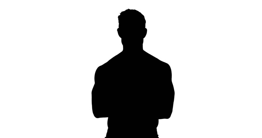 Male Silhouette. Arms Up. Young Man. Body Shape. Stock Footage Video ...