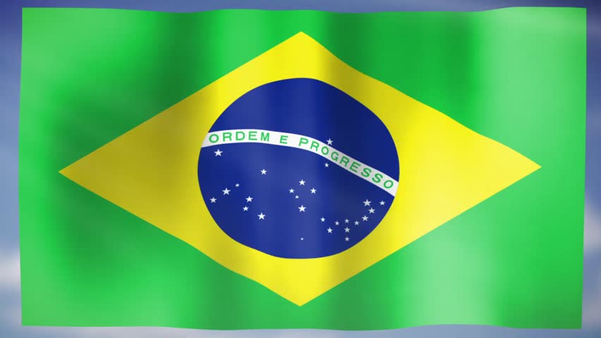 3D Animation Of National Flag Of Brazil, Waving In The Wind With ...