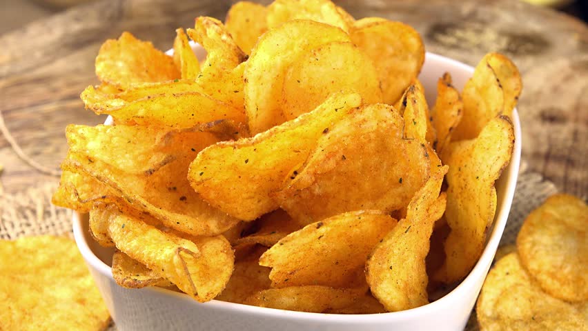 Potato Chips, Close-up - The Rotation Stock Footage Video 10212710 ...