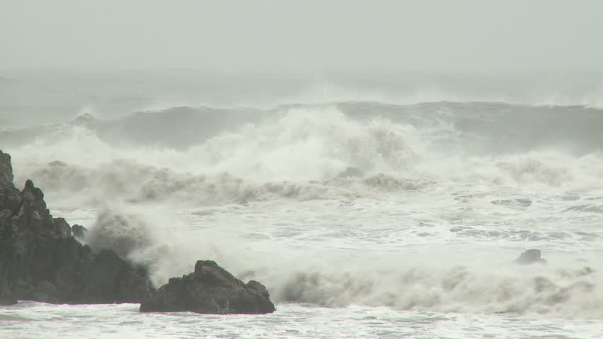 Hurricane Storm Surge Waves Crash Ashore - Shot In Full HD 1920x1080 ...