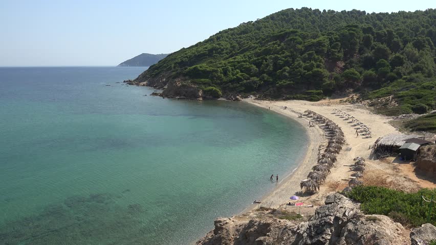 SKIATHOS ISLAND - GREECE, 5 AUGUST, 2015, 4K Aerial View Of Turquoise ...