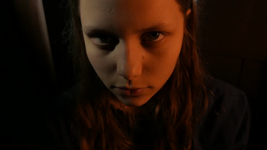 Beautiful Angry Sensual Female Vampire Extreme Closeup Slow Motion ...