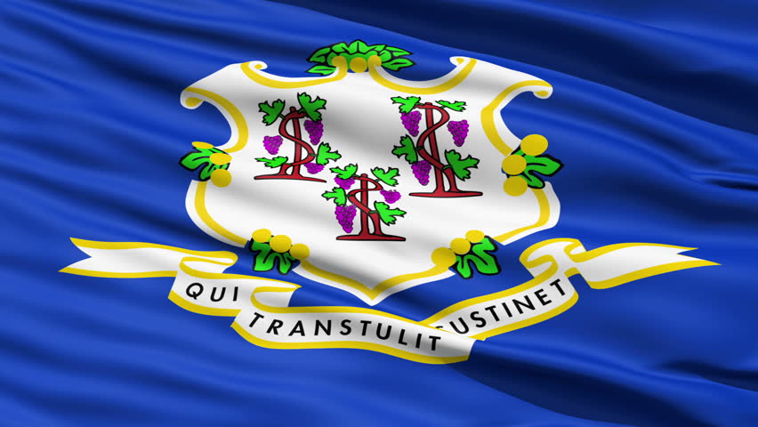 Realistic Ultra-HD Connecticut State Flag Waving In The Wind. Seamless ...