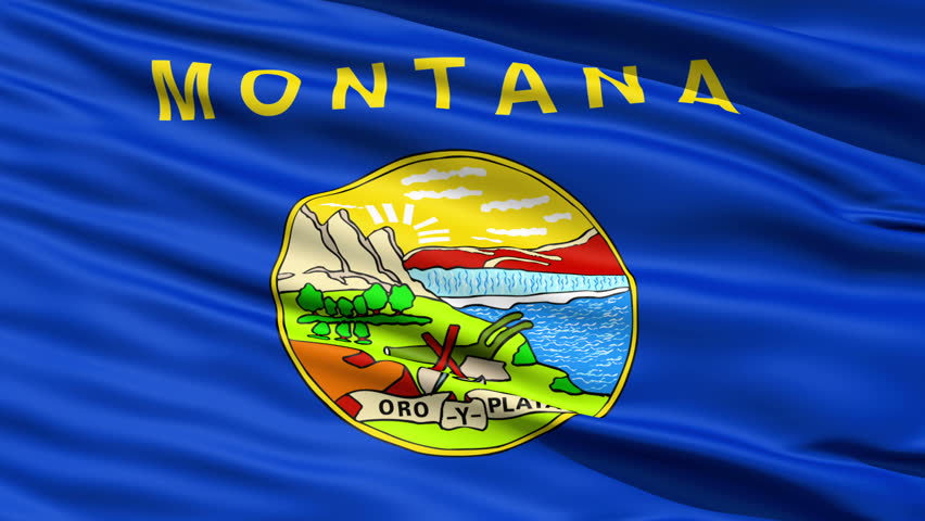 Flag Of Montana In The Shape Of Montana State With The USA Flag In The ...