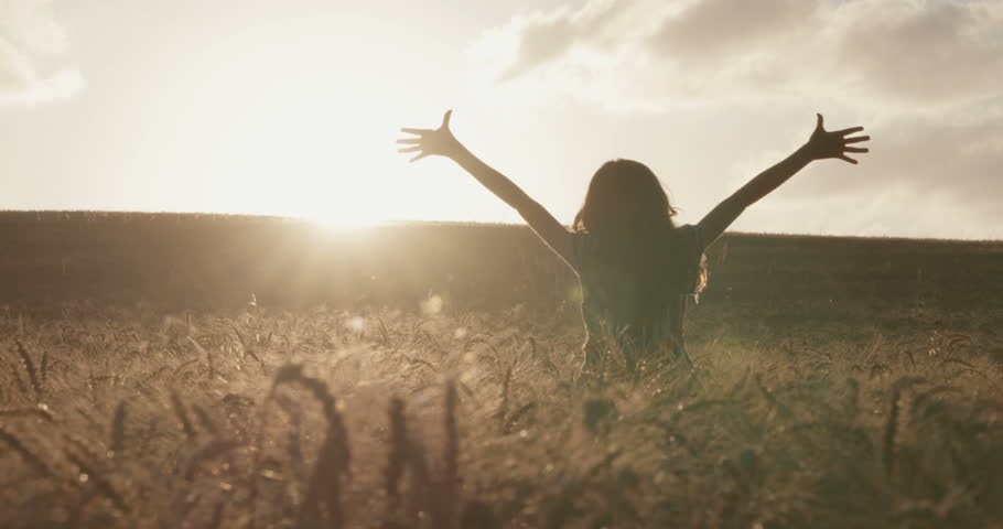 Young Empowered Woman Success Worship Pose Joy Happiness Stock Footage ...