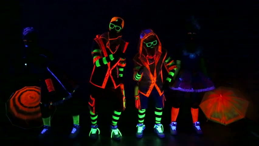 Sexy Female DJ Mixes In A Club In UV Fluorescent Costume Stock Footage ...