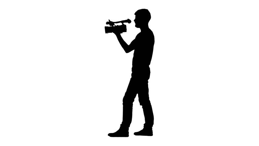 Silhouette Of A Cameraman Recording Digital Video On A Hdslr With Matte ...