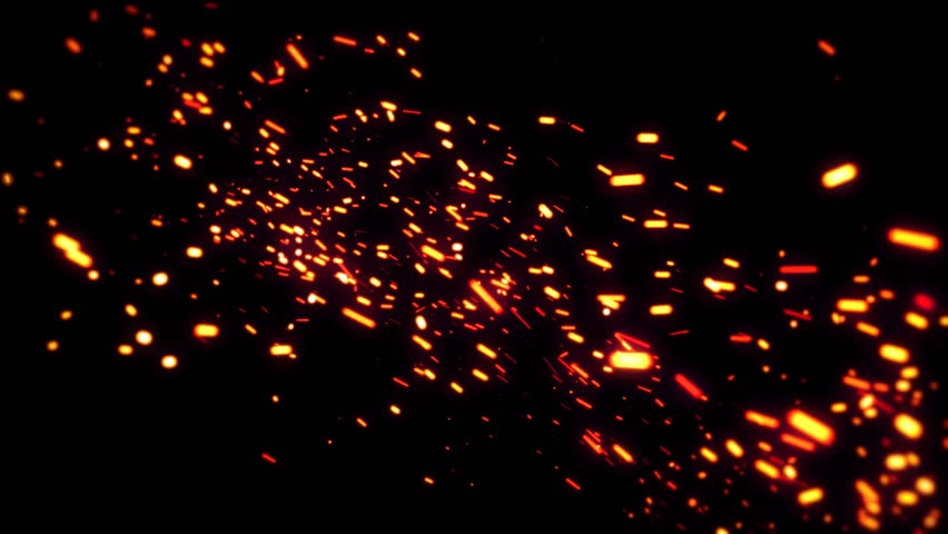 Fire Flames With Sparks From Campfire Over Black Background Stock ...