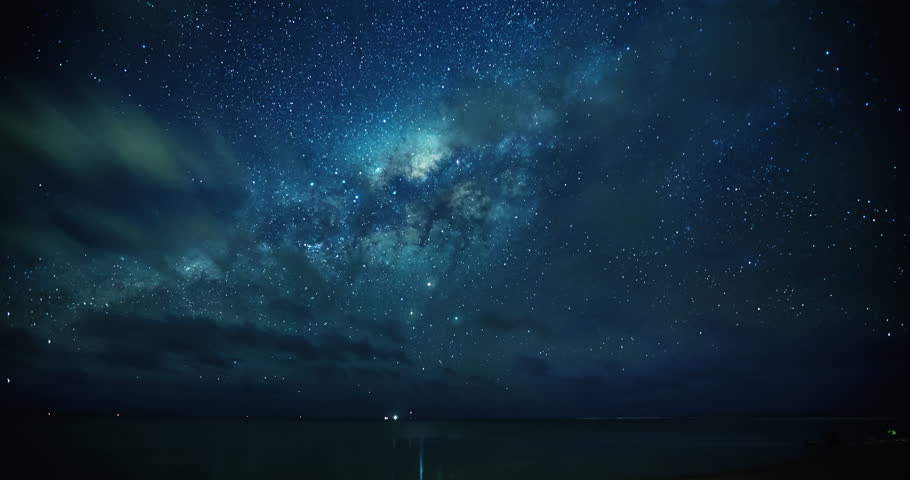 Time-lapse 3d Animation Of Starry Night Over The Sea. Stock Footage ...