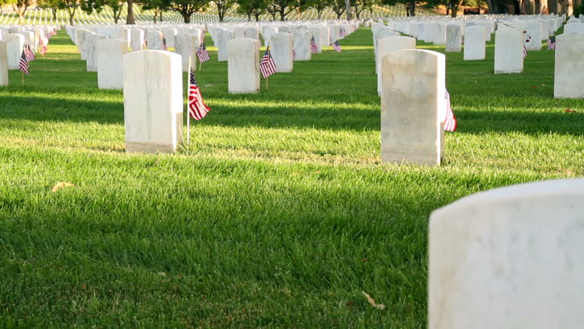 Pan Right Of Graves And Headstones At Ft Sam Houston Veterans Cemetery ...