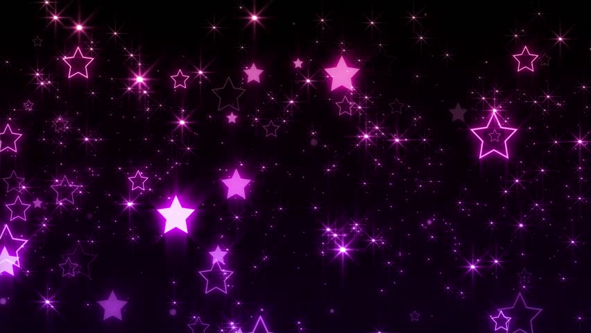 Retro Stars On Purple Night Sky Looping Abstract Animated Background ...