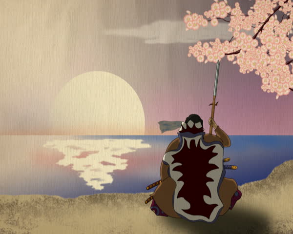 Samurai Sitting On The Shore Of The Ocean Stock Footage Video 372433 ...