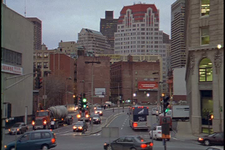 BOSTON - NOVEMBER 16, 1999: WS Afternoon Rush Hour Traffic Moving On ...